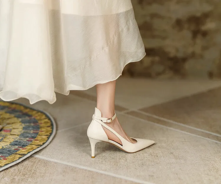 Ankle Strap Leather Shoes