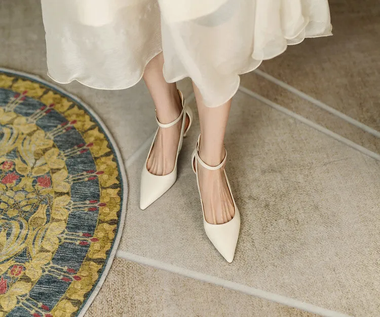 Ankle Strap Leather Shoes