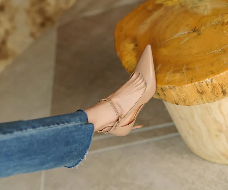 Ankle Strap Leather Shoes