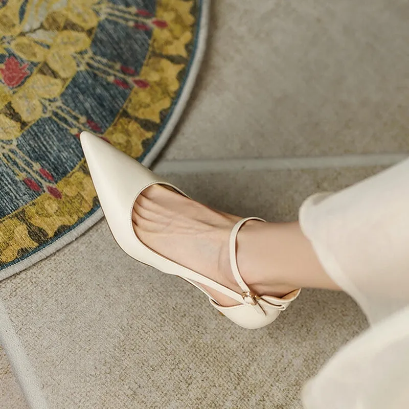 Ankle Strap Leather Shoes