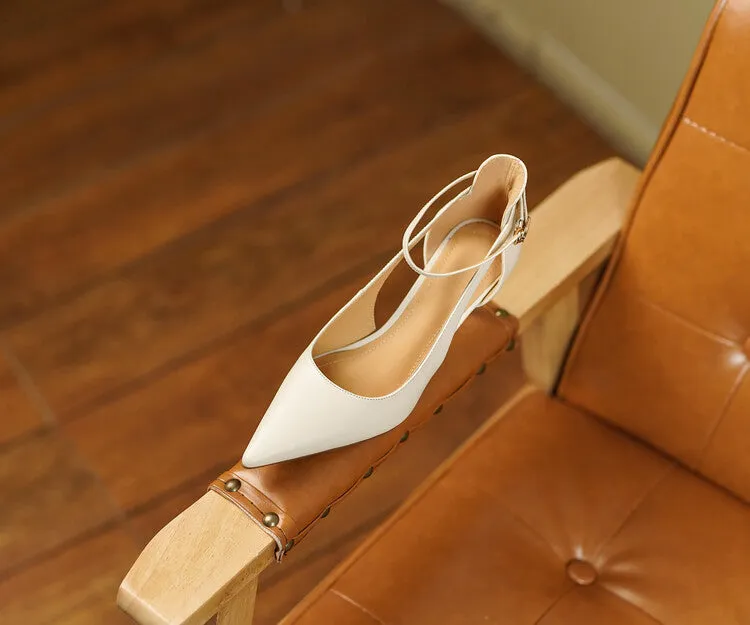 Ankle Strap Leather Shoes