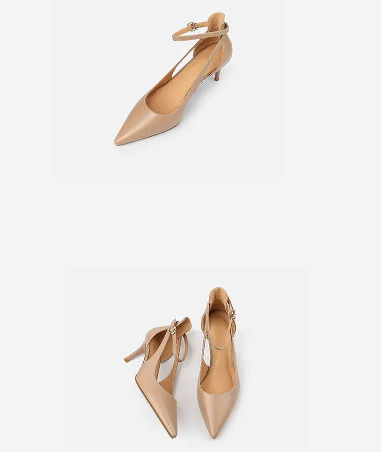 Ankle Strap Leather Shoes