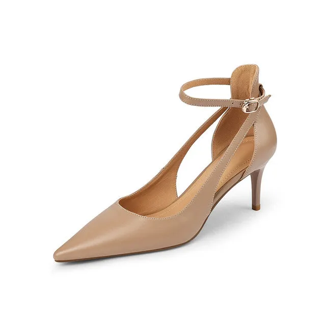 Ankle Strap Leather Shoes