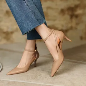 Ankle Strap Leather Shoes