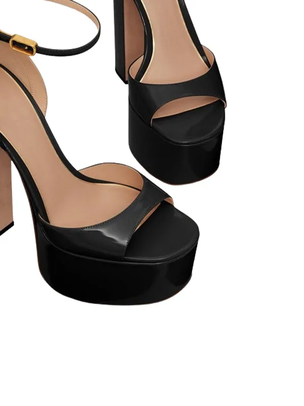 Ankle Strap Platform Leather Sandal