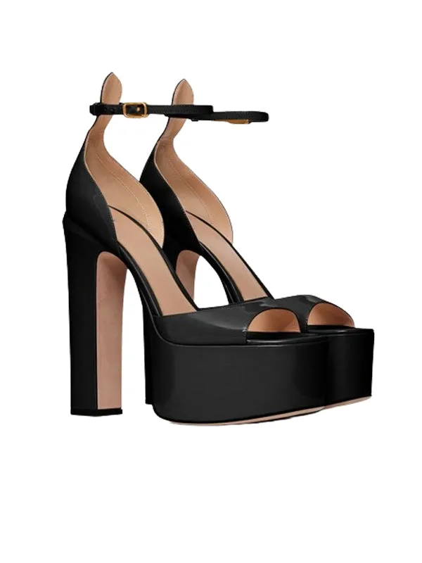 Ankle Strap Platform Leather Sandal