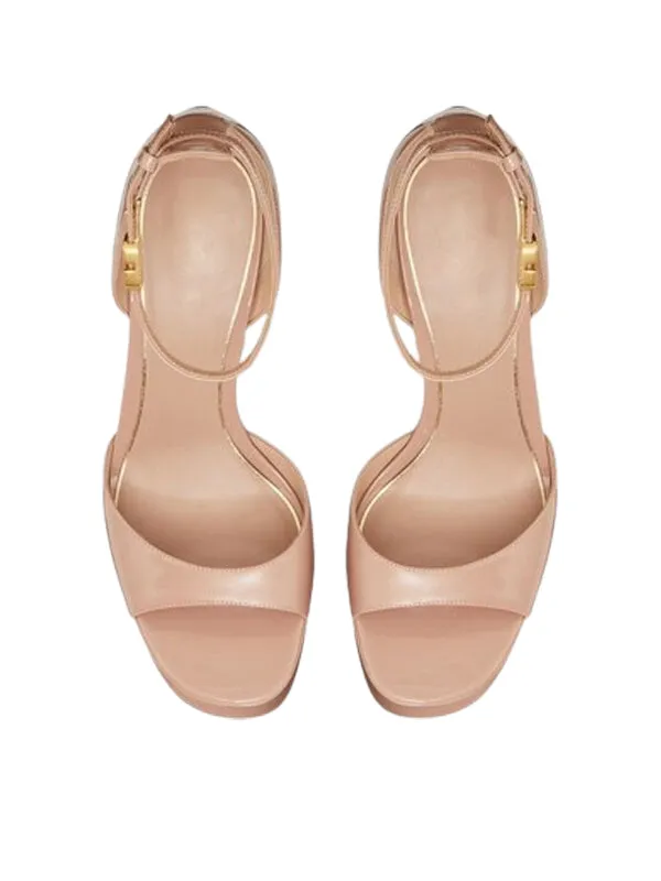 Ankle Strap Platform Leather Sandal