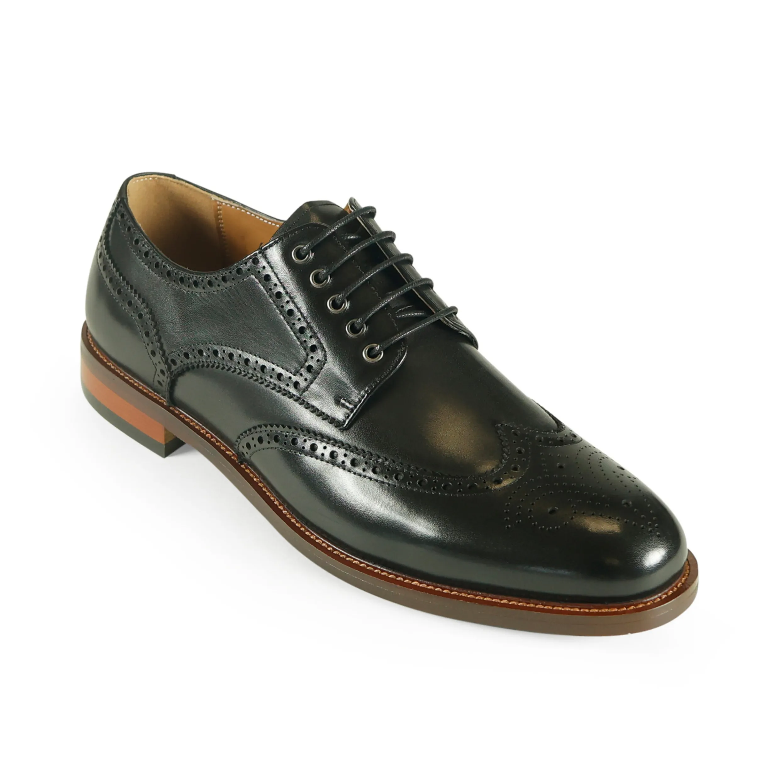 AZOR LA MODE Richmond Brogue Wing Tip Smart Shoe Black