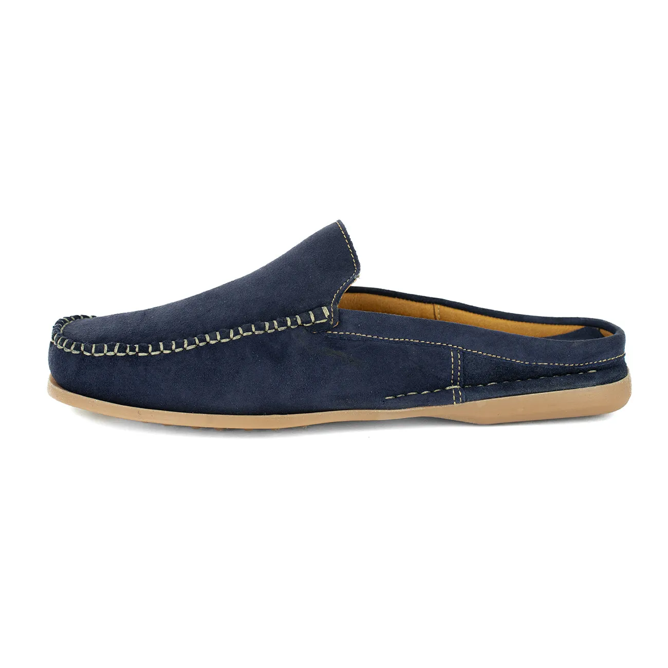Bakgatla : Mens Leather Mule in Navy Velutto