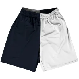 Blue Navy Almost Black And White Quad Color Basketball Practice Shorts Made In USA