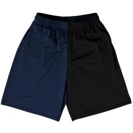 Blue Navy And Black Quad Color Basketball Practice Shorts Made In USA