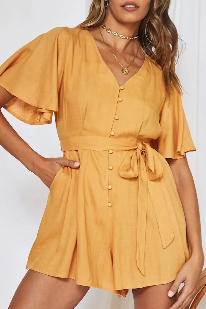 Coastal Treasure Playsuit Mustard