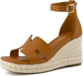 CUSHIONAIRE Women's Charlie Espadrille Wedge Sandal  Memory Foam and Wide Widths Available