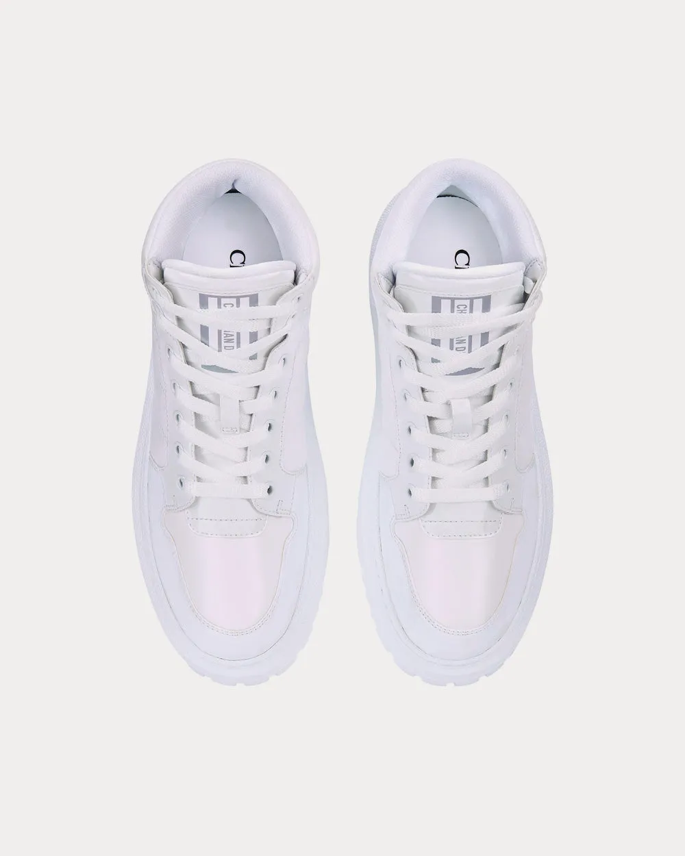 D-Player Quilted Nylon White High Top Sneakers