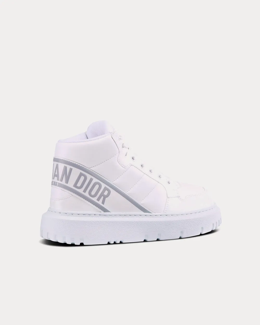 D-Player Quilted Nylon White High Top Sneakers