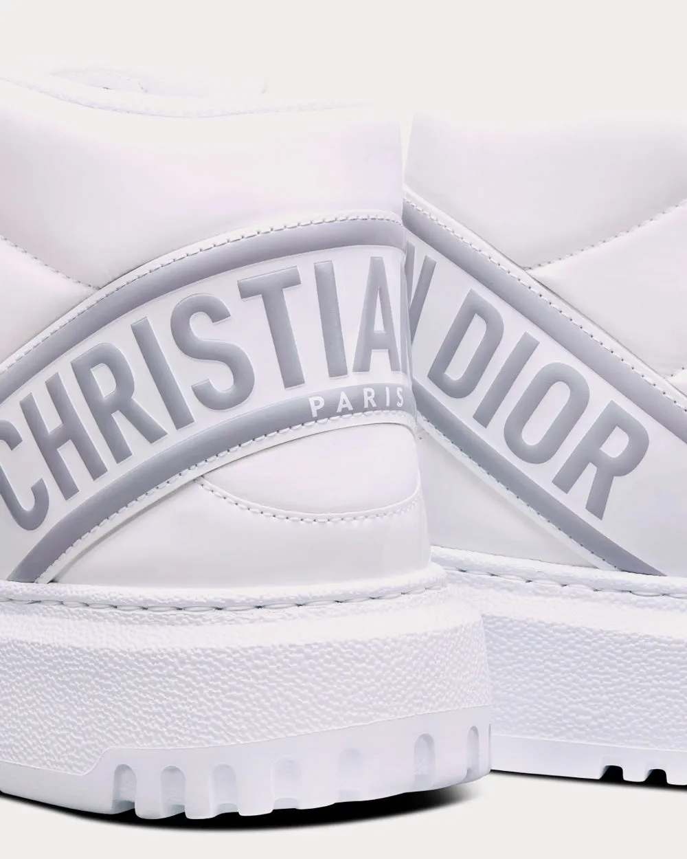 D-Player Quilted Nylon White High Top Sneakers