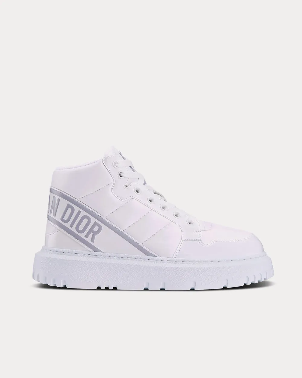 D-Player Quilted Nylon White High Top Sneakers