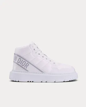 D-Player Quilted Nylon White High Top Sneakers