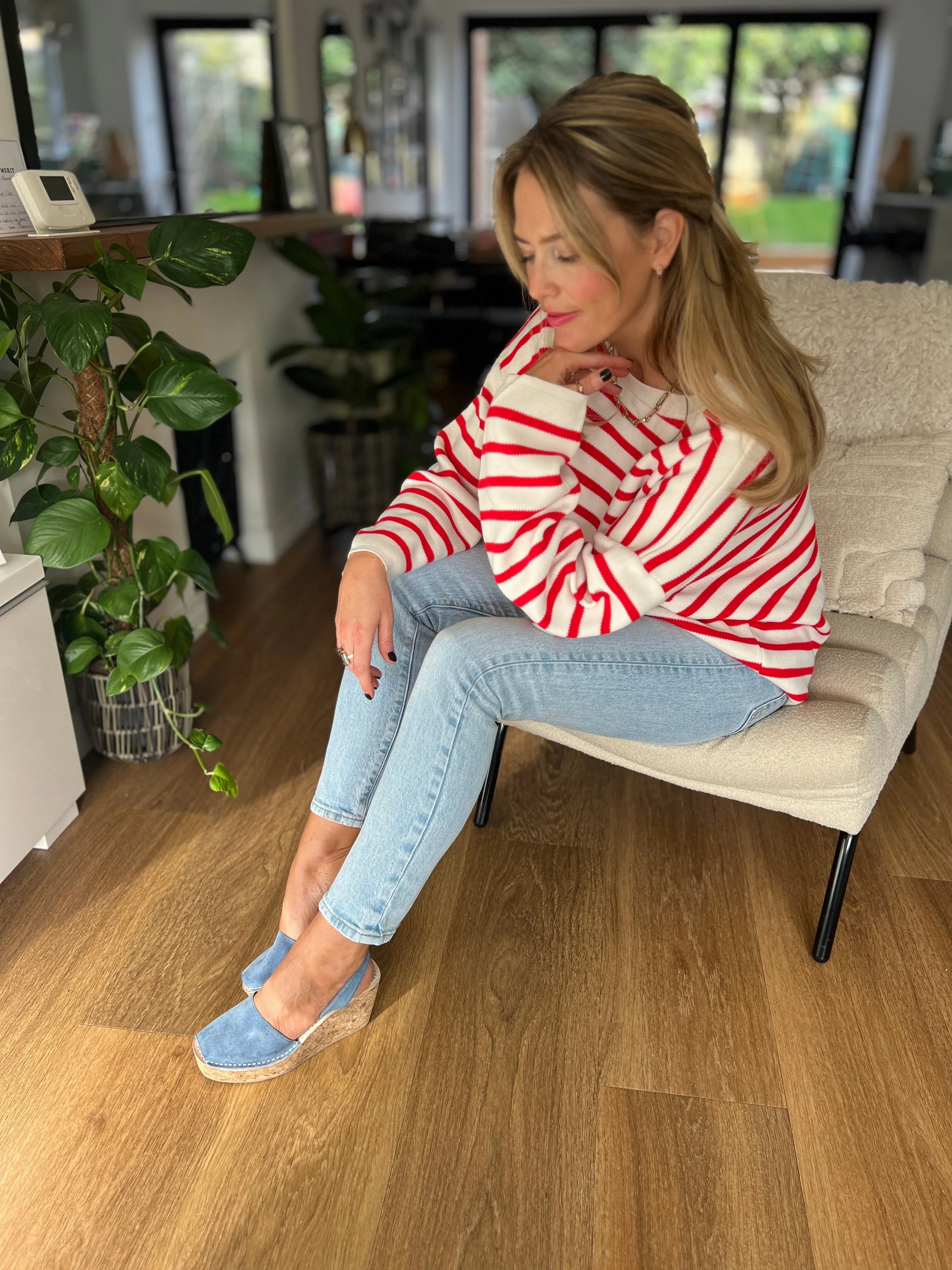 Denim Blue Suede Cork Wedge