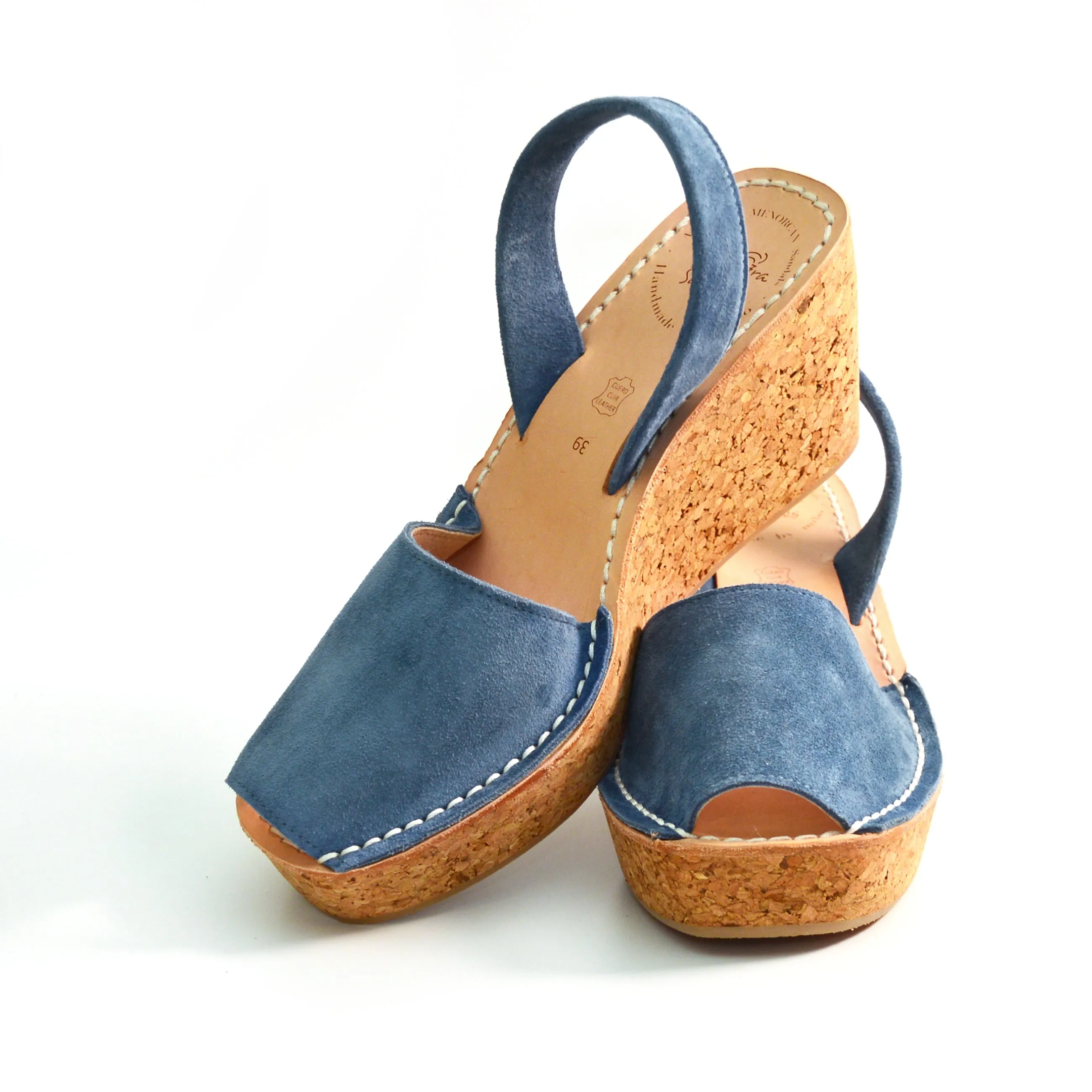Denim Blue Suede Cork Wedge