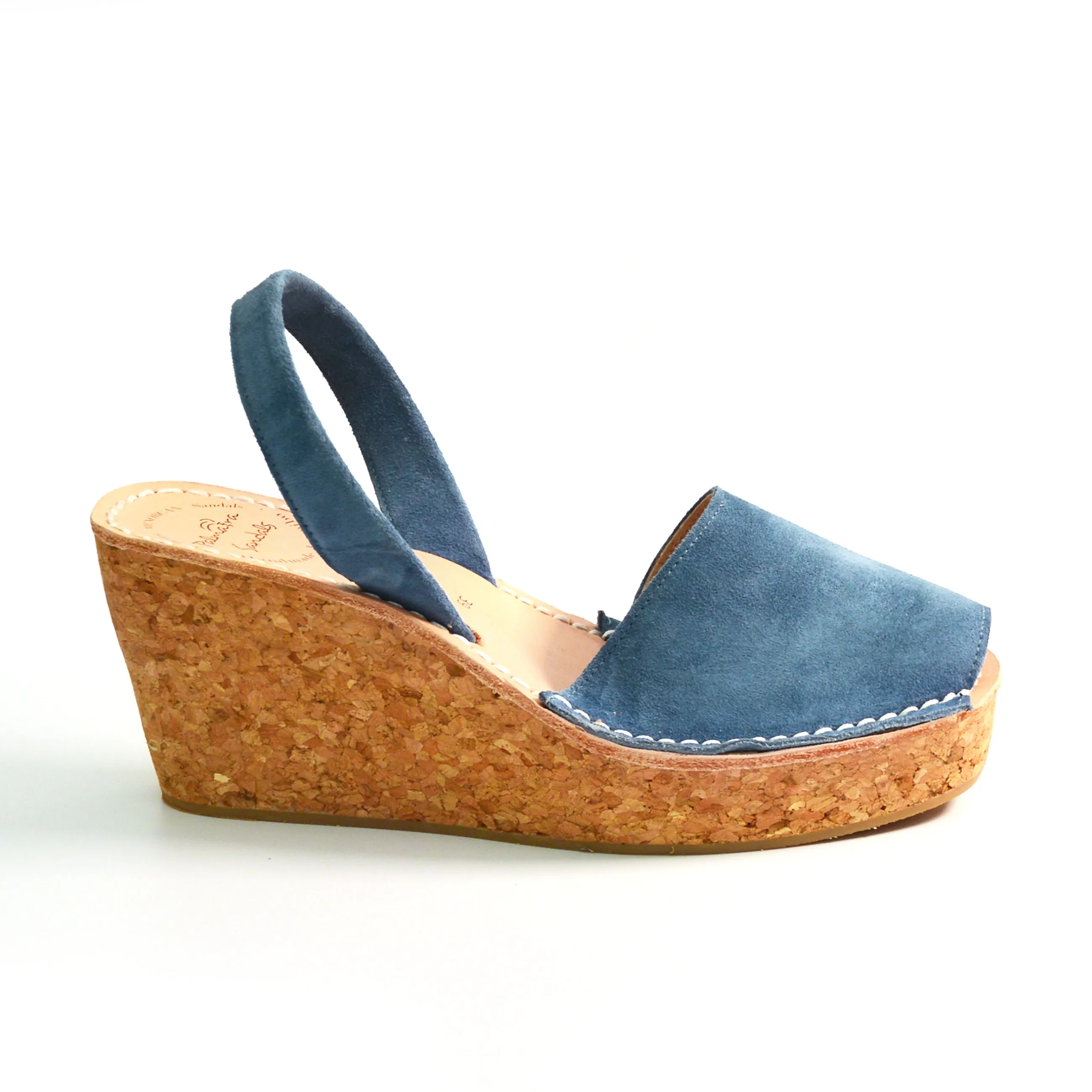 Denim Blue Suede Cork Wedge