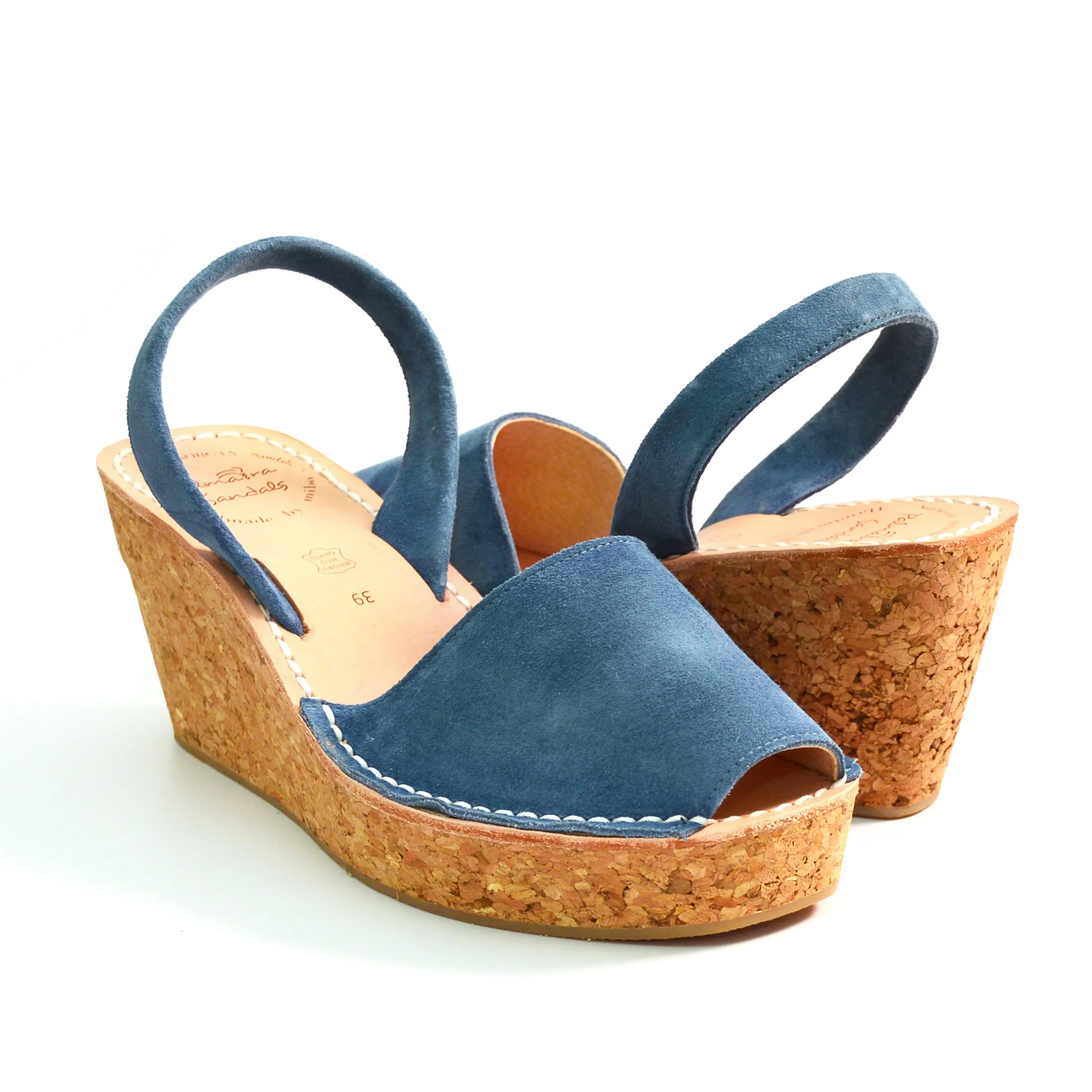 Denim Blue Suede Cork Wedge