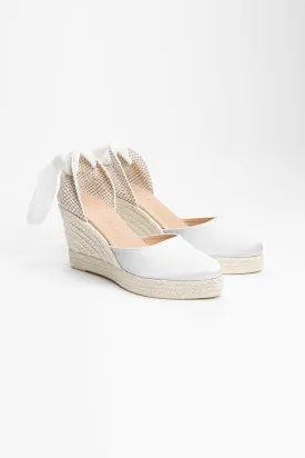 Espadrille Wedges Olivia White Satin