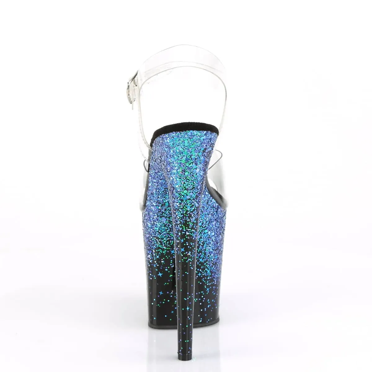 FLAMINGO-808SS Black & Blue Ankle Peep Toe High Heel
