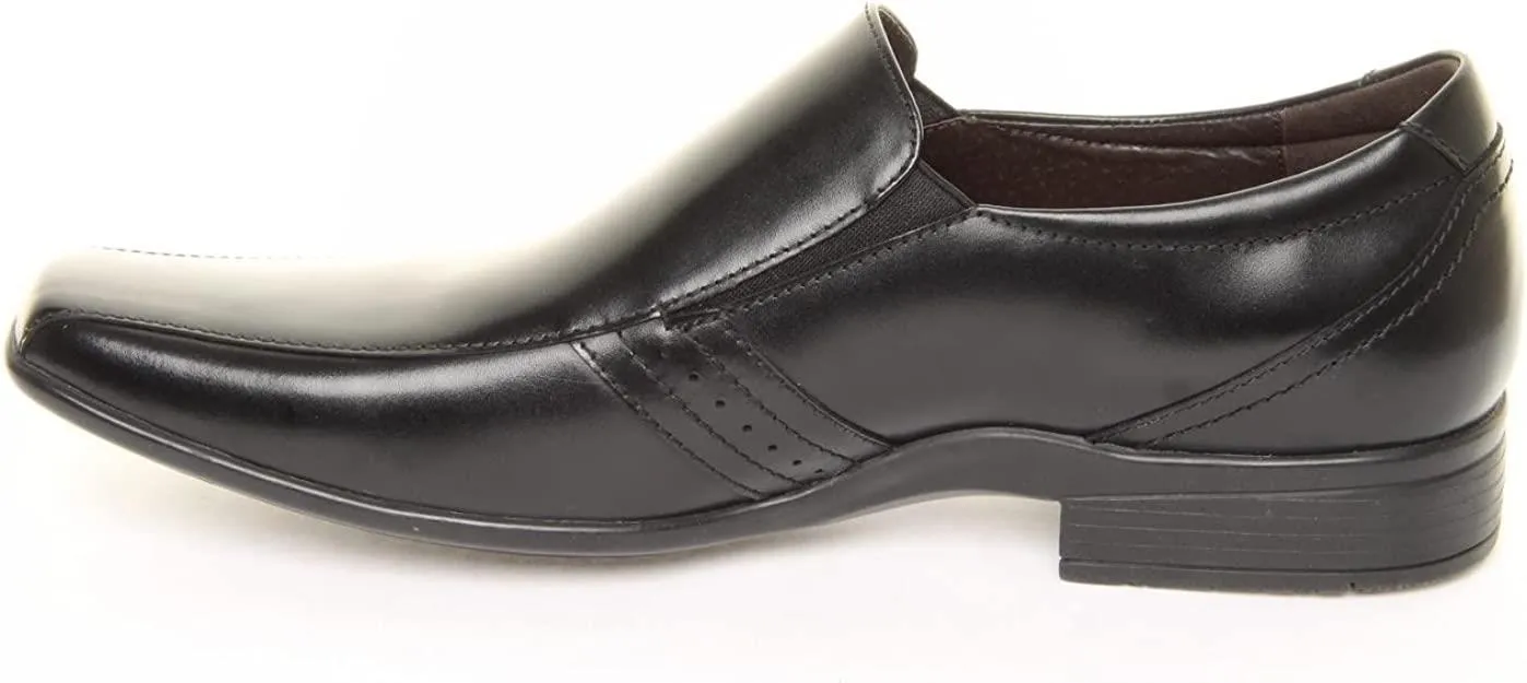 Front Men's Craddock Formal Style Leather Slip On Shoes in Black 12 to 14