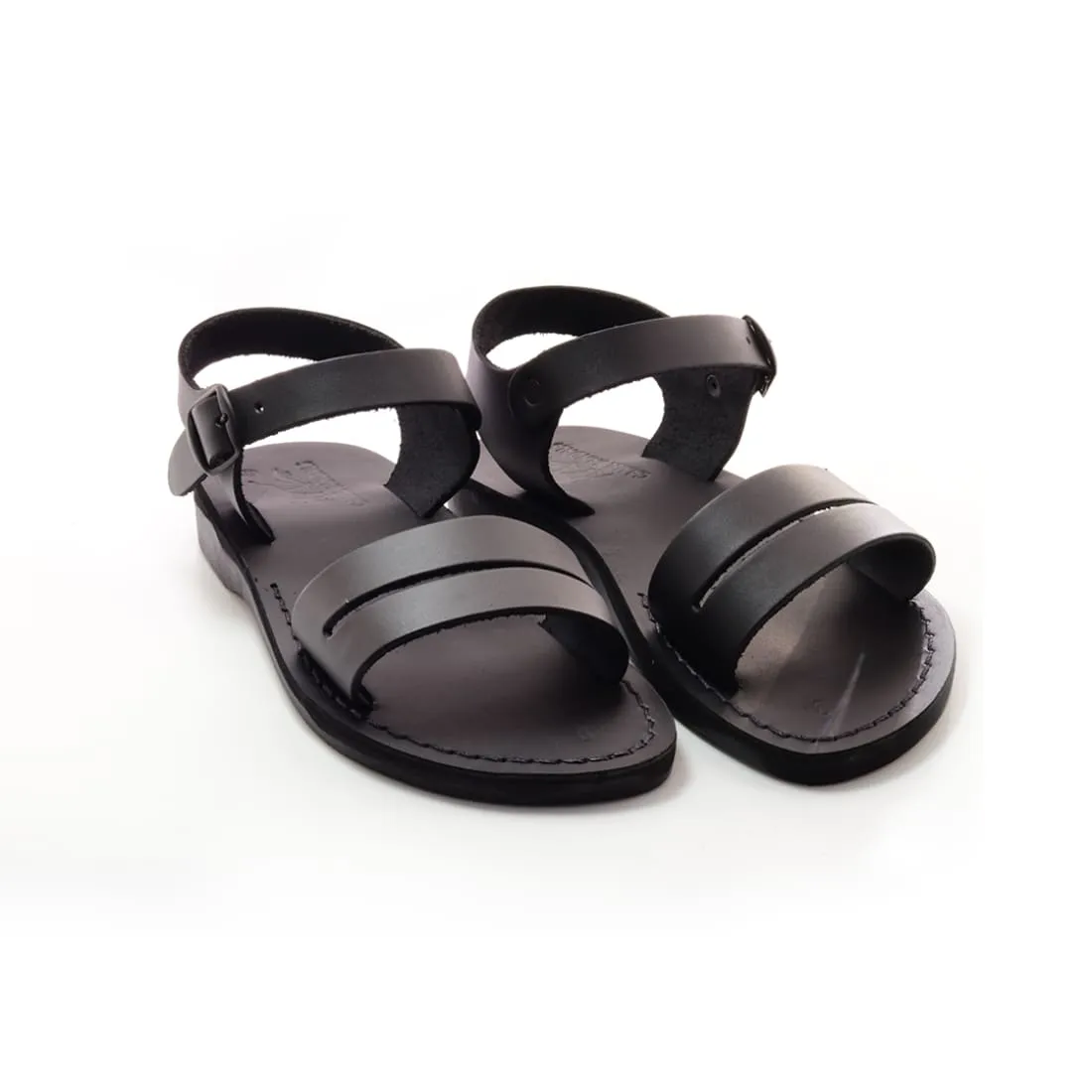 Genesis - Black women leather sandal with ankle strap
