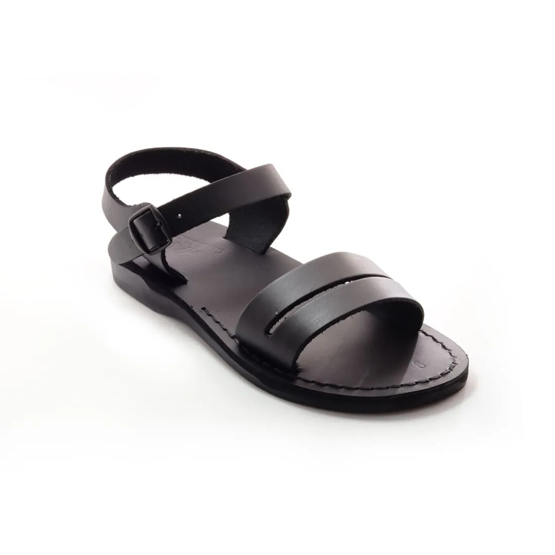 Genesis - Black women leather sandal with ankle strap