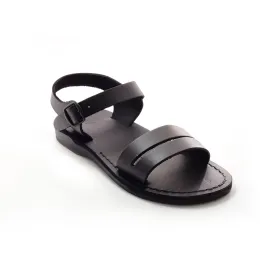 Genesis - Black women leather sandal with ankle strap
