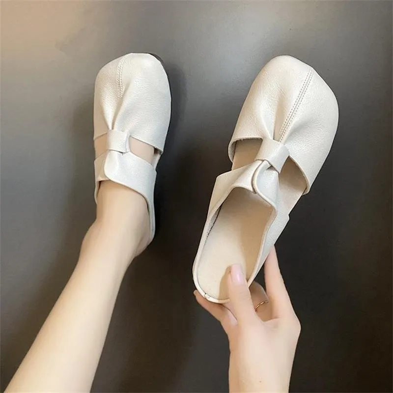 Hot Sale 49% OffPlus-size Cut-Out Design Flat Mules