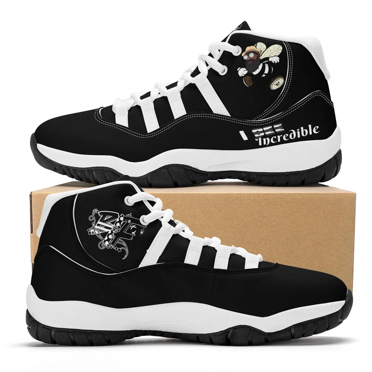 I Bee Incredible High Top Air Retro Sneakers - White/Black