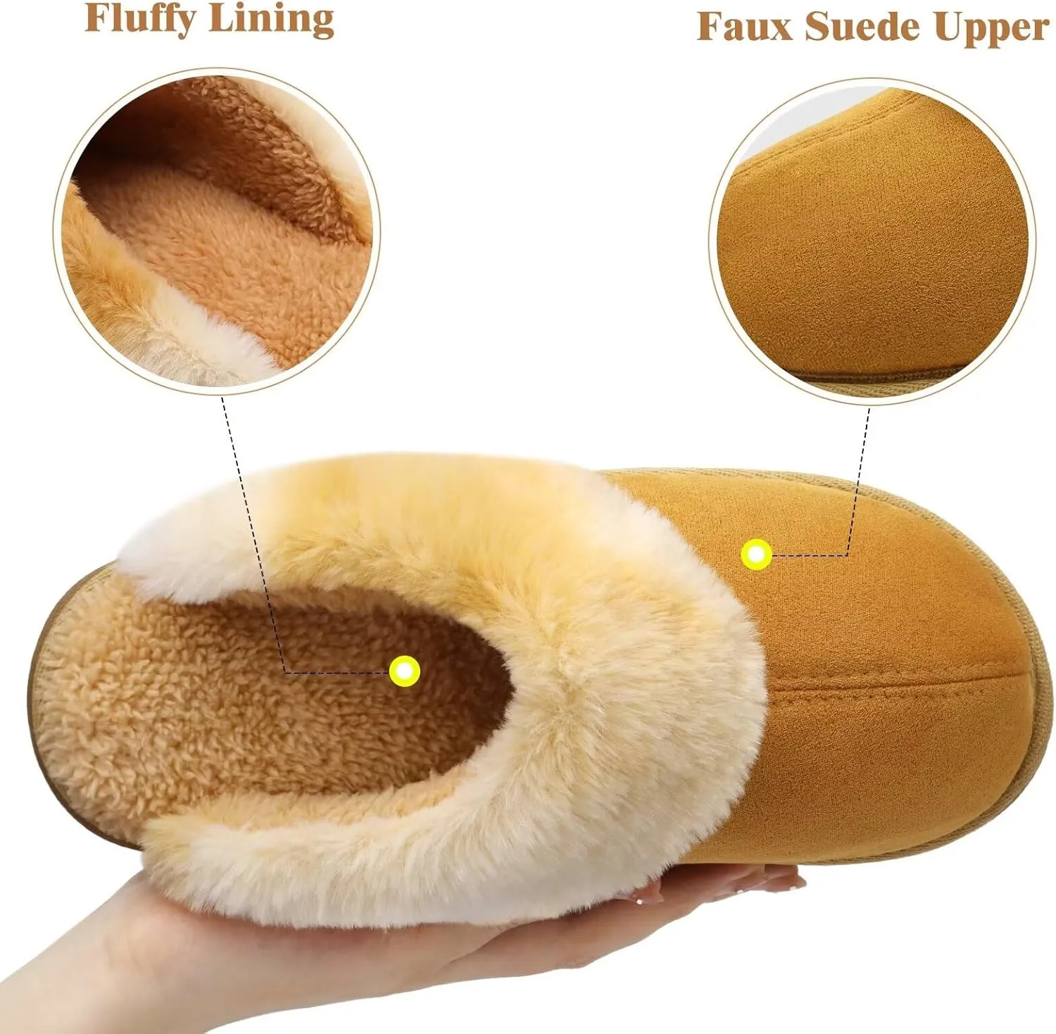 jiajiale Women's Memory Foam Slippers Ladies Slip On Arch Support Suede Scuff Slipper Cozy Fuzzy Faux Fur Winter House Shoes Indoor Outdoor