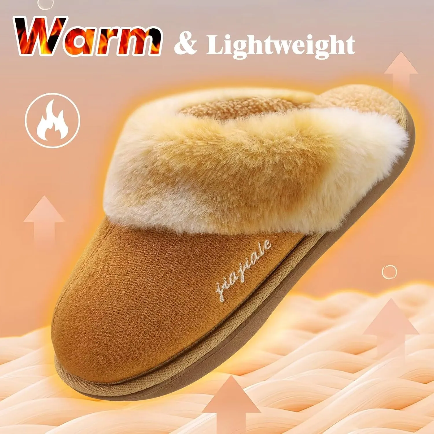 jiajiale Women's Memory Foam Slippers Ladies Slip On Arch Support Suede Scuff Slipper Cozy Fuzzy Faux Fur Winter House Shoes Indoor Outdoor