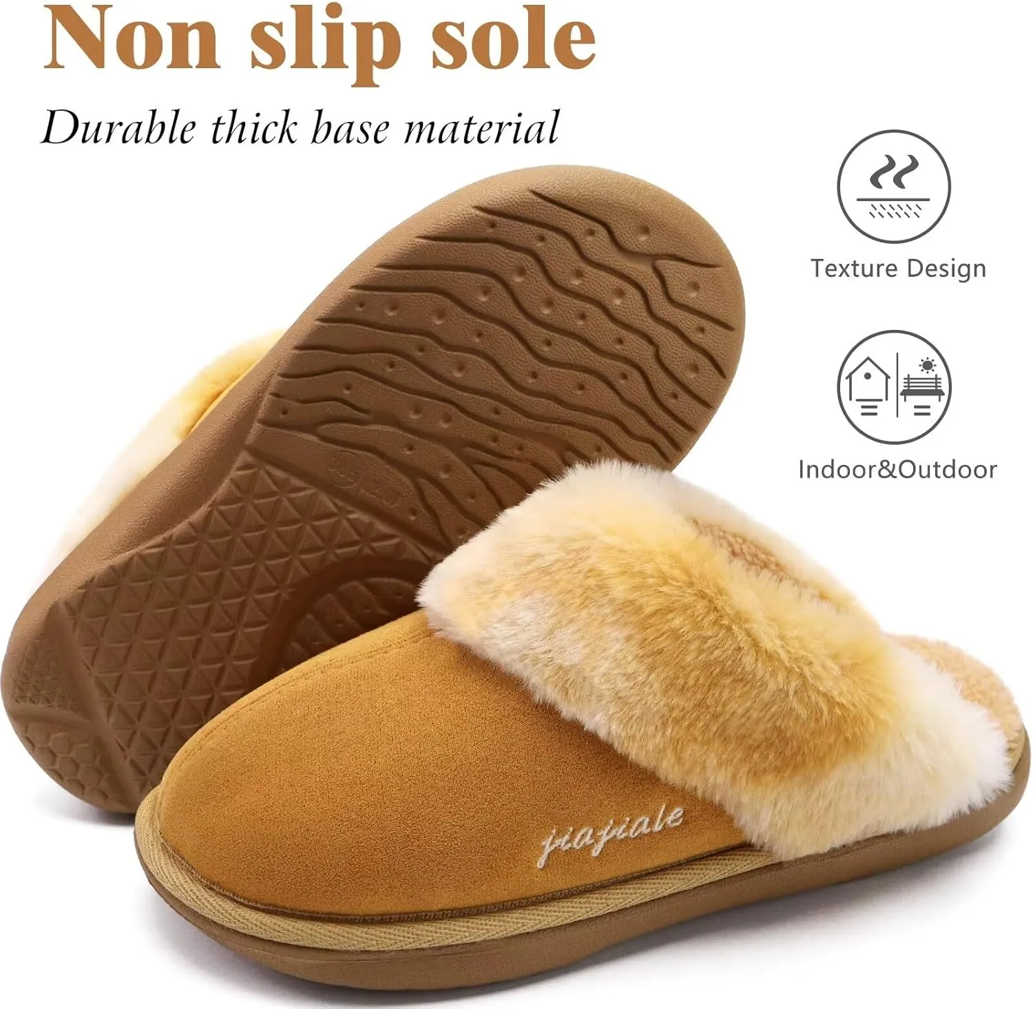 jiajiale Women's Memory Foam Slippers Ladies Slip On Arch Support Suede Scuff Slipper Cozy Fuzzy Faux Fur Winter House Shoes Indoor Outdoor