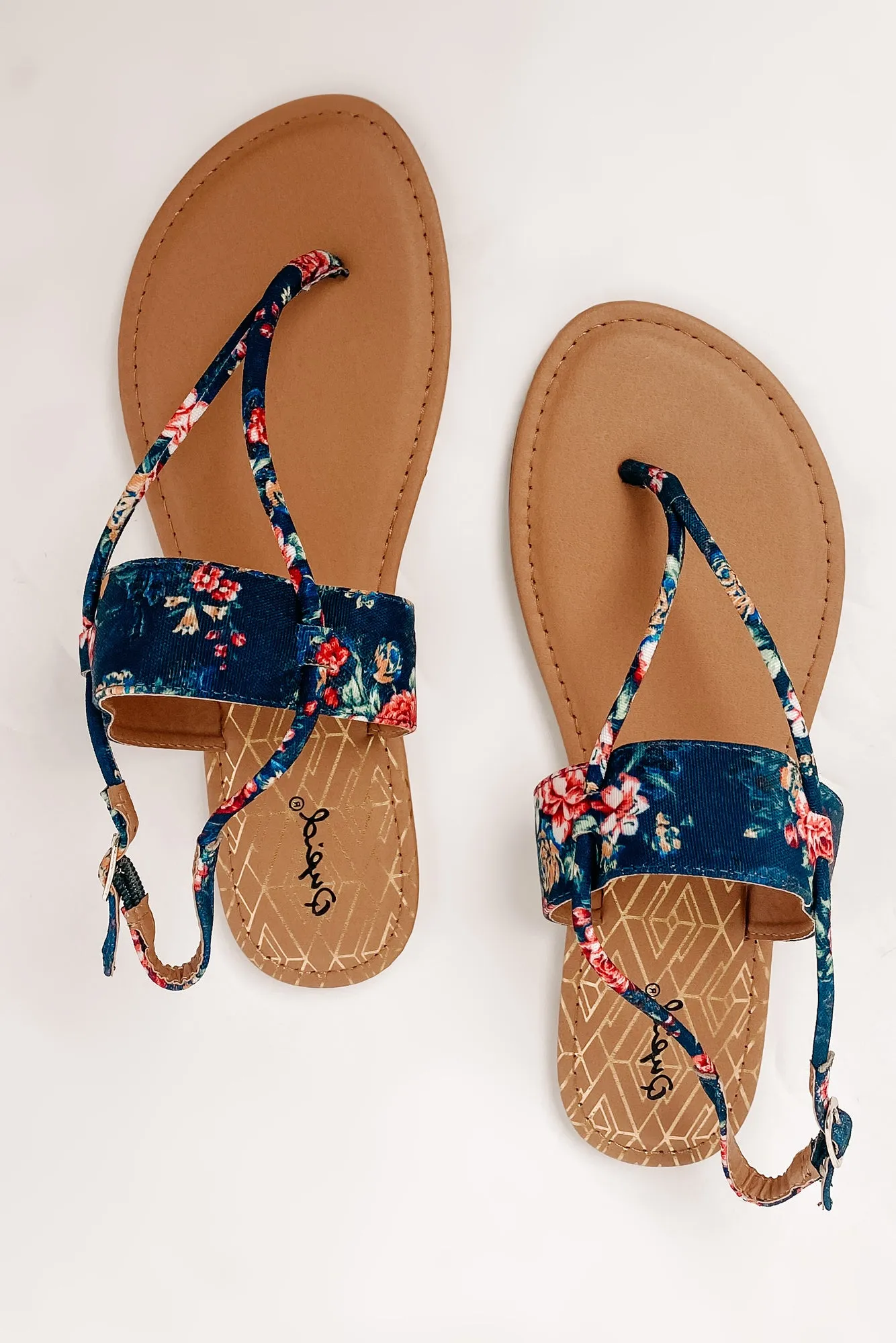 Kiana Multi-Strap Flat Sandals (Blue Multi Fabric)