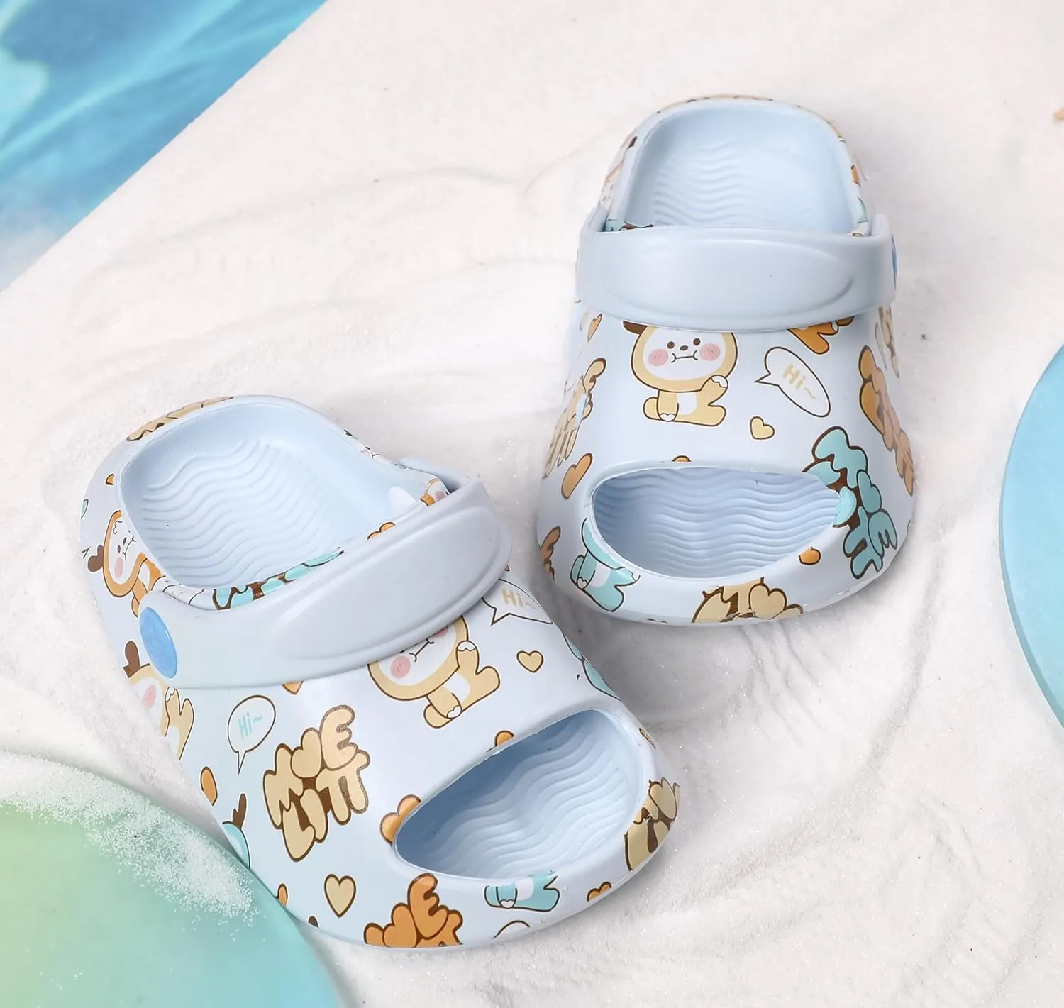 LONSOEN Kids Summer Clogs Boys Girls Slide Sandals Adjustable Toddler Indoor Outdoor Slippers Children Beach Pool Shoes