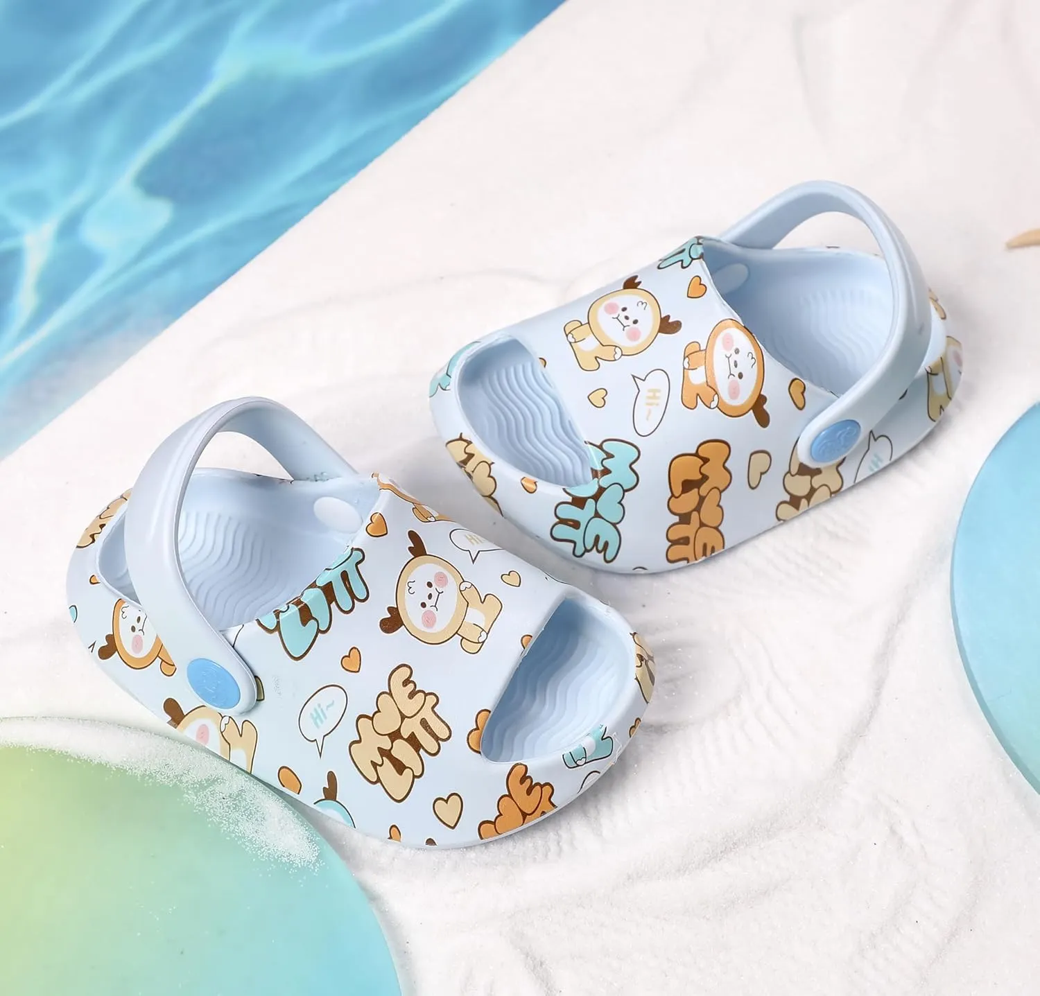 LONSOEN Kids Summer Clogs Boys Girls Slide Sandals Adjustable Toddler Indoor Outdoor Slippers Children Beach Pool Shoes