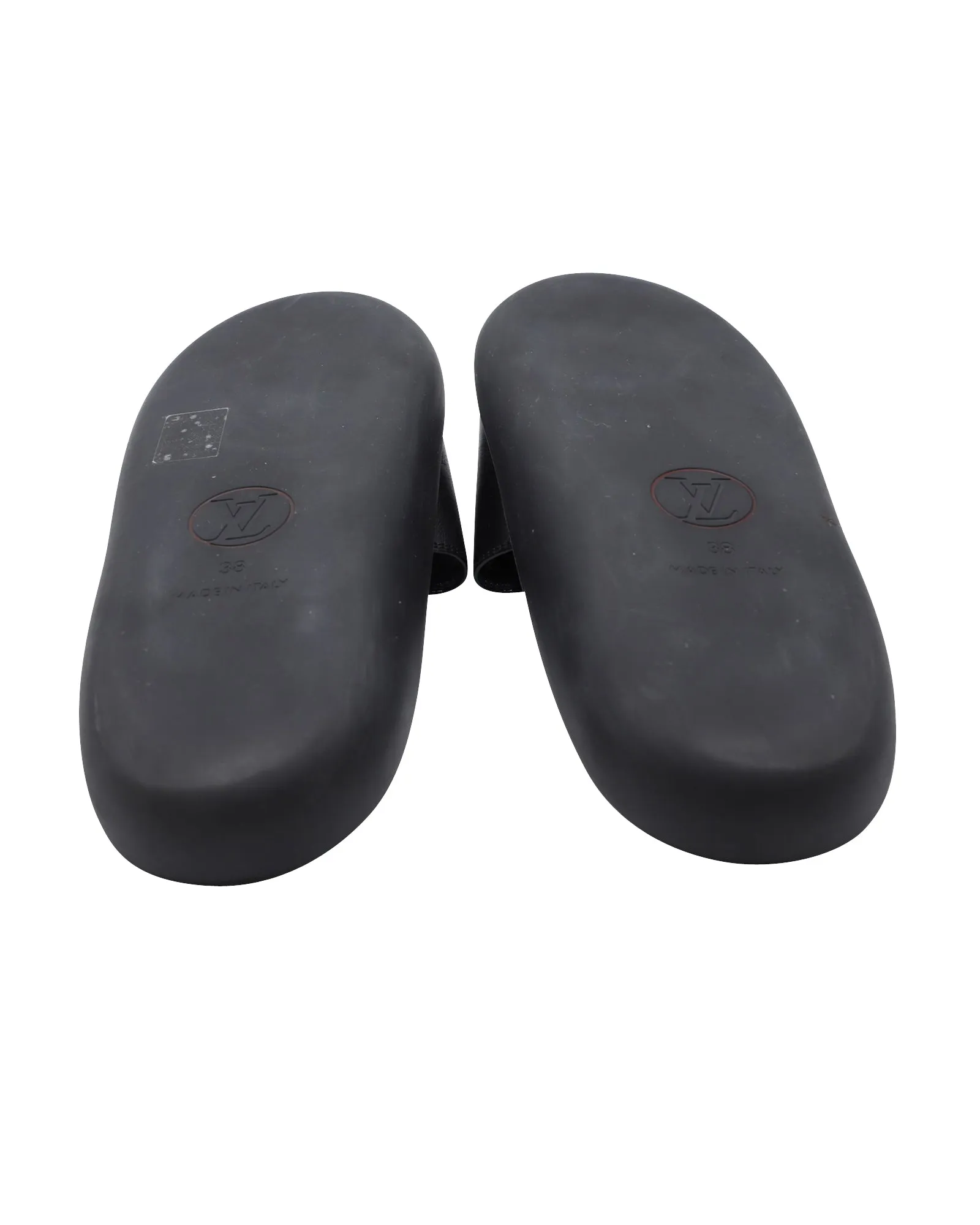 Louis Vuitton Flamingo Flat Slides in Black Leather