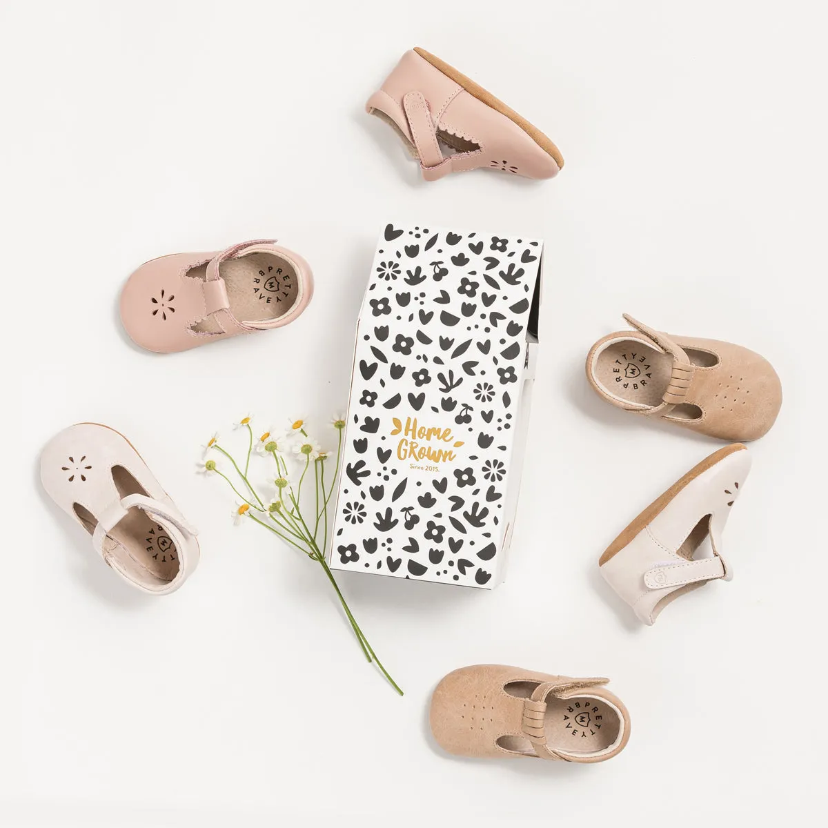 Pretty Brave Leather Baby Morgan Shoes - Stone S21