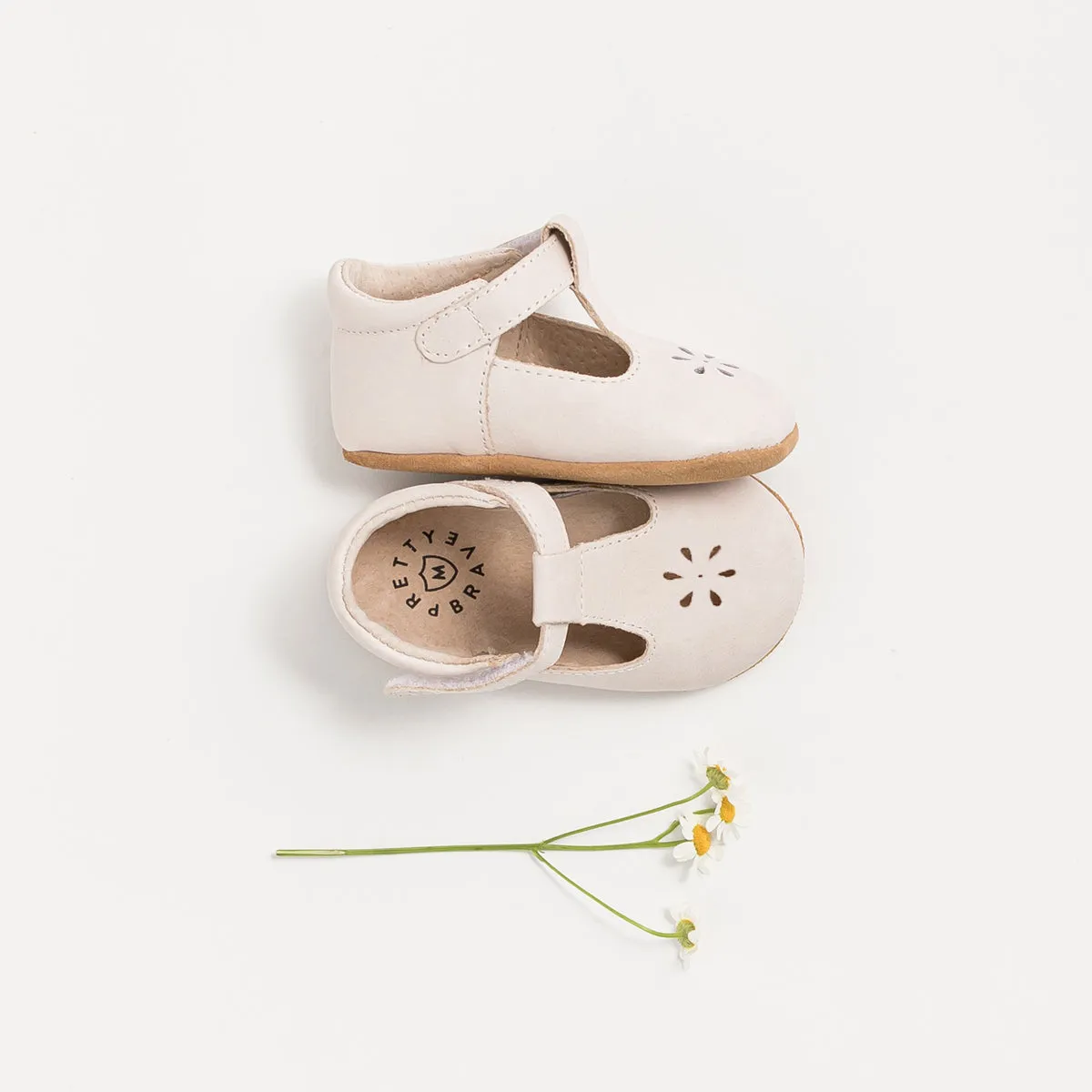 Pretty Brave Leather Baby Morgan Shoes - Stone S21