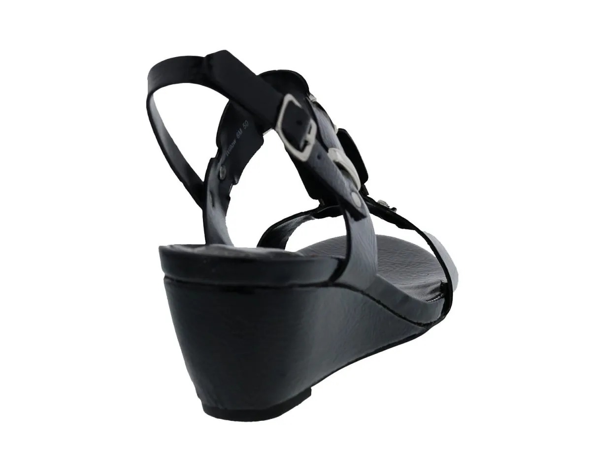 Ros Hommerson Willow Women Adjustable Sandal In Black Patent