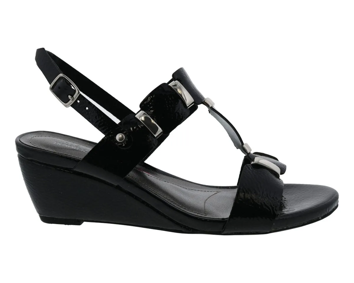 Ros Hommerson Willow Women Adjustable Sandal In Black Patent