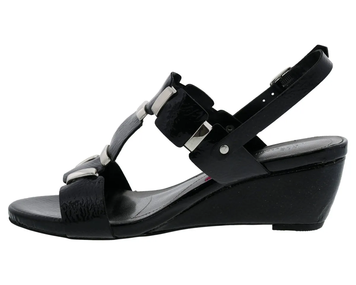 Ros Hommerson Willow Women Adjustable Sandal In Black Patent