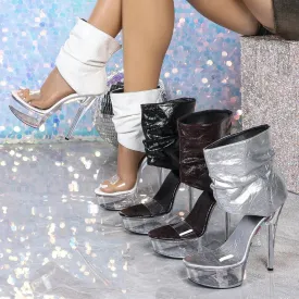 Round Metallic Platform Heels