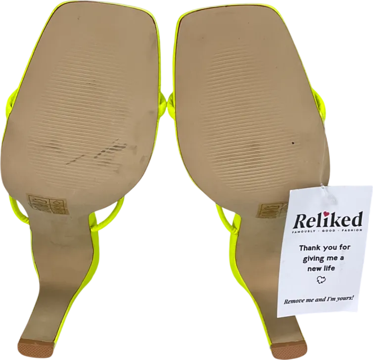 Simmi London Nabila Neon Yellow Two Part Strap Mules UK 7 EU 40 👠