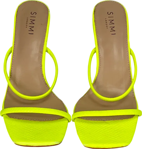 Simmi London Nabila Neon Yellow Two Part Strap Mules UK 7 EU 40 👠