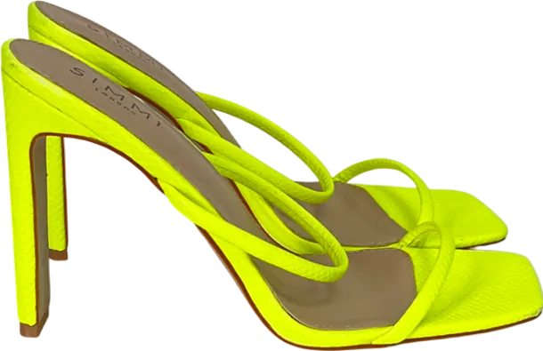 Simmi London Nabila Neon Yellow Two Part Strap Mules UK 7 EU 40 👠